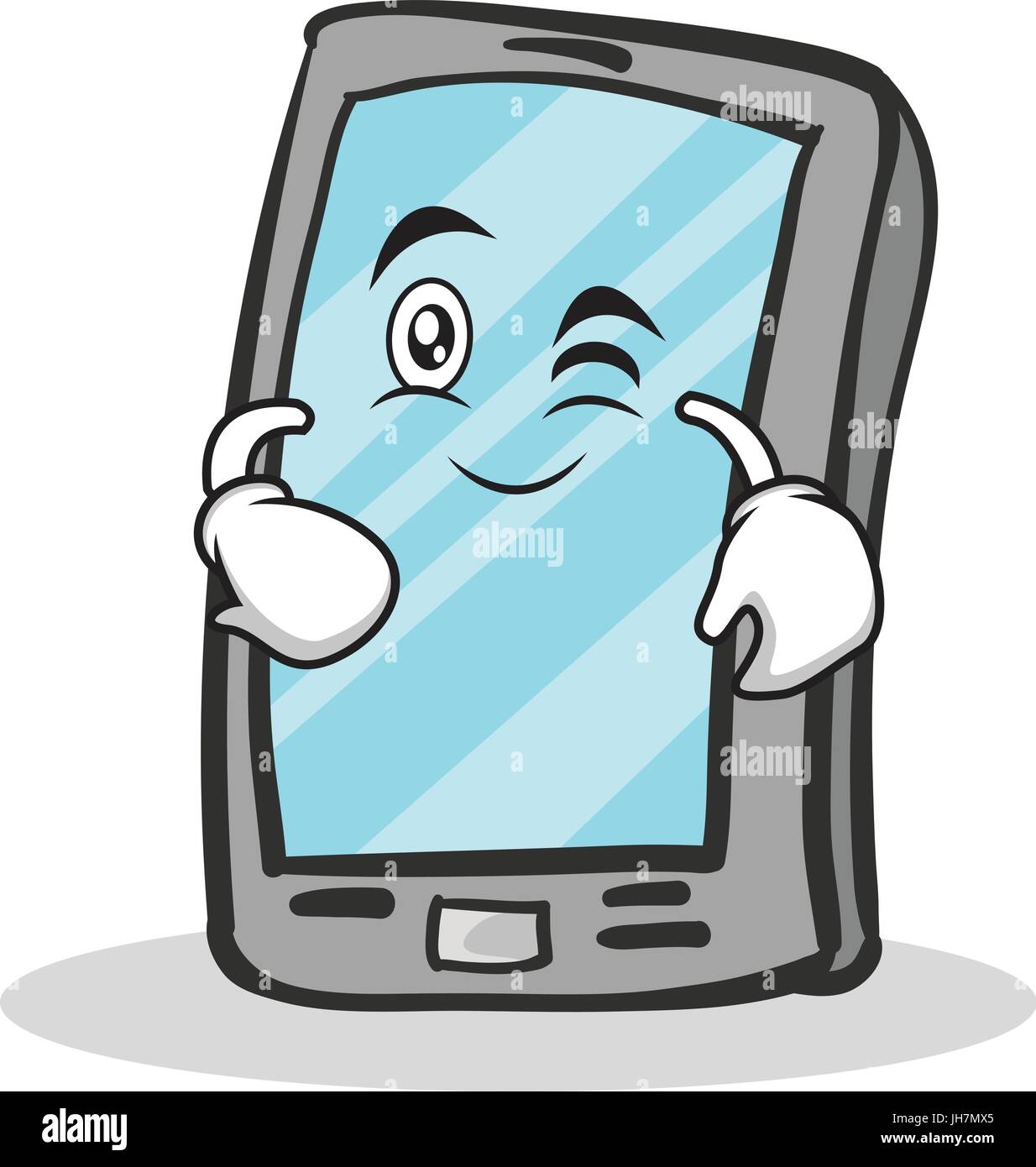 Wink smartphone cara personaje de dibujos animados Imagen Vector de ...