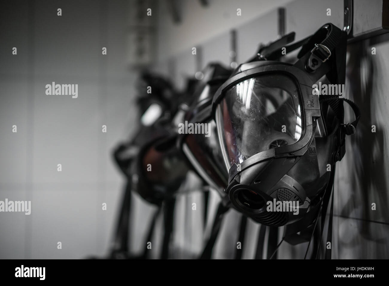 Equipos de lucha contra incendios utilizados para los simulacros de incendio y extinción de incendios. Foto de stock