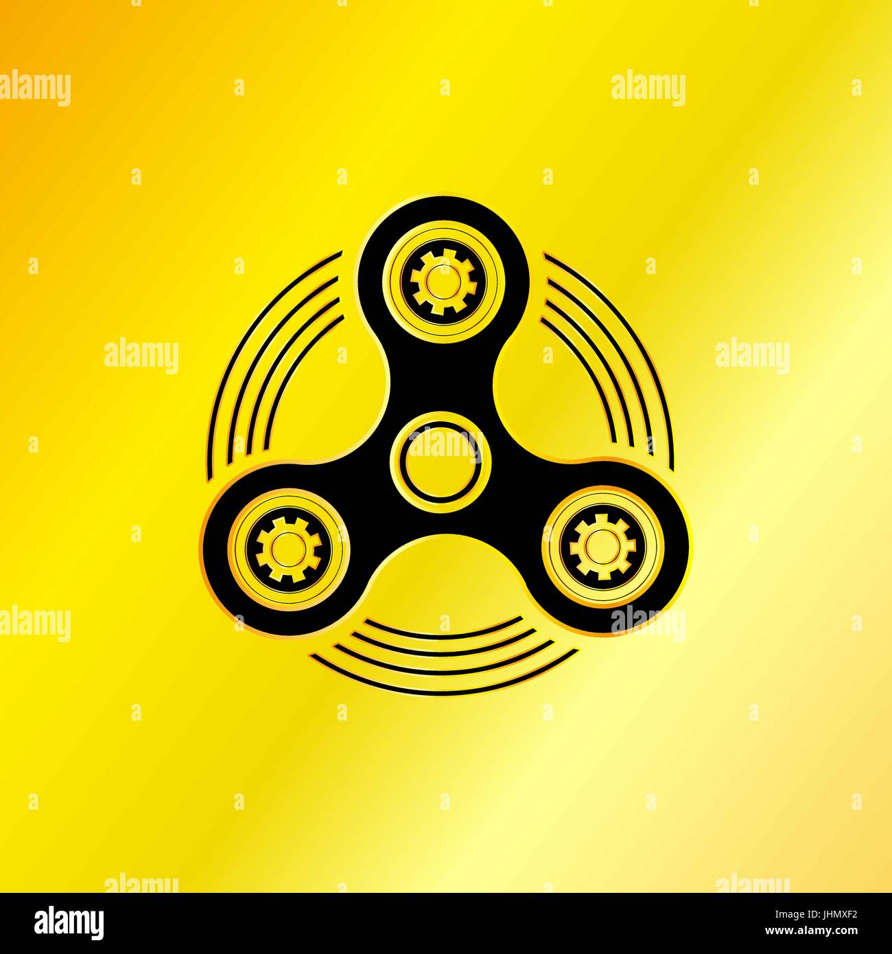 Mano Negra Spinner emblema con fondo dorado Ilustración del Vector