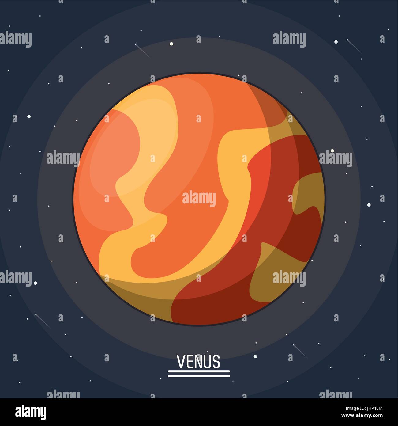 Colorido cartel del planeta Venus en el espacio Ilustración del Vector