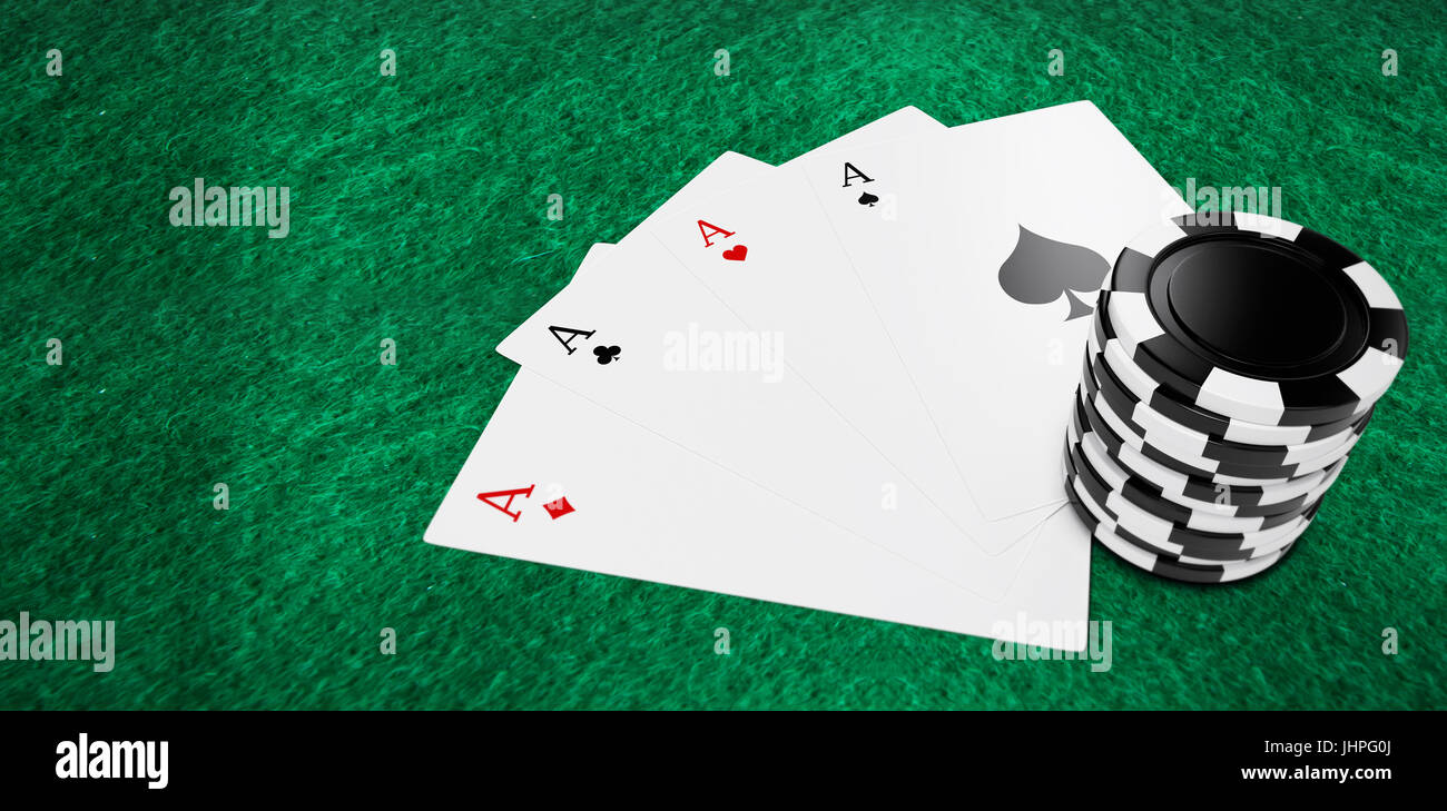 Jugar a las cartas con fichas de casino círculo contra full frame tiros de campo de juego Foto de stock