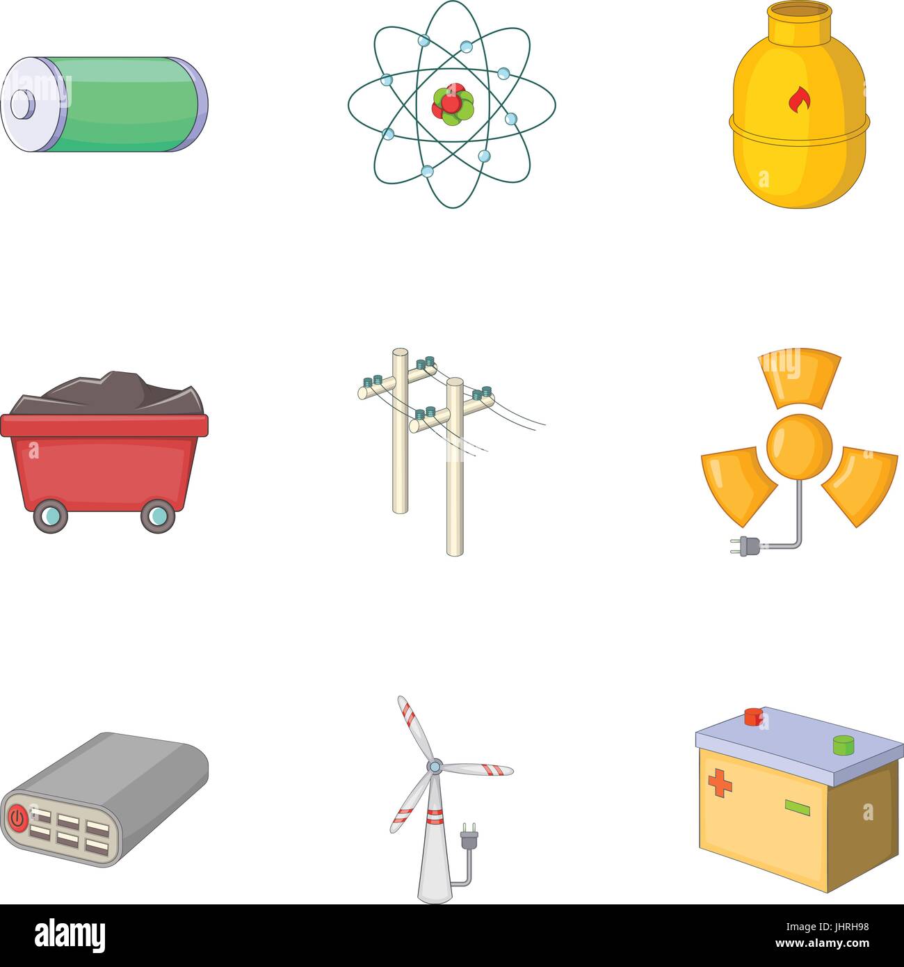 Iconos de recursos energéticos, del estilo de dibujos animados Imagen  Vector de stock - Alamy