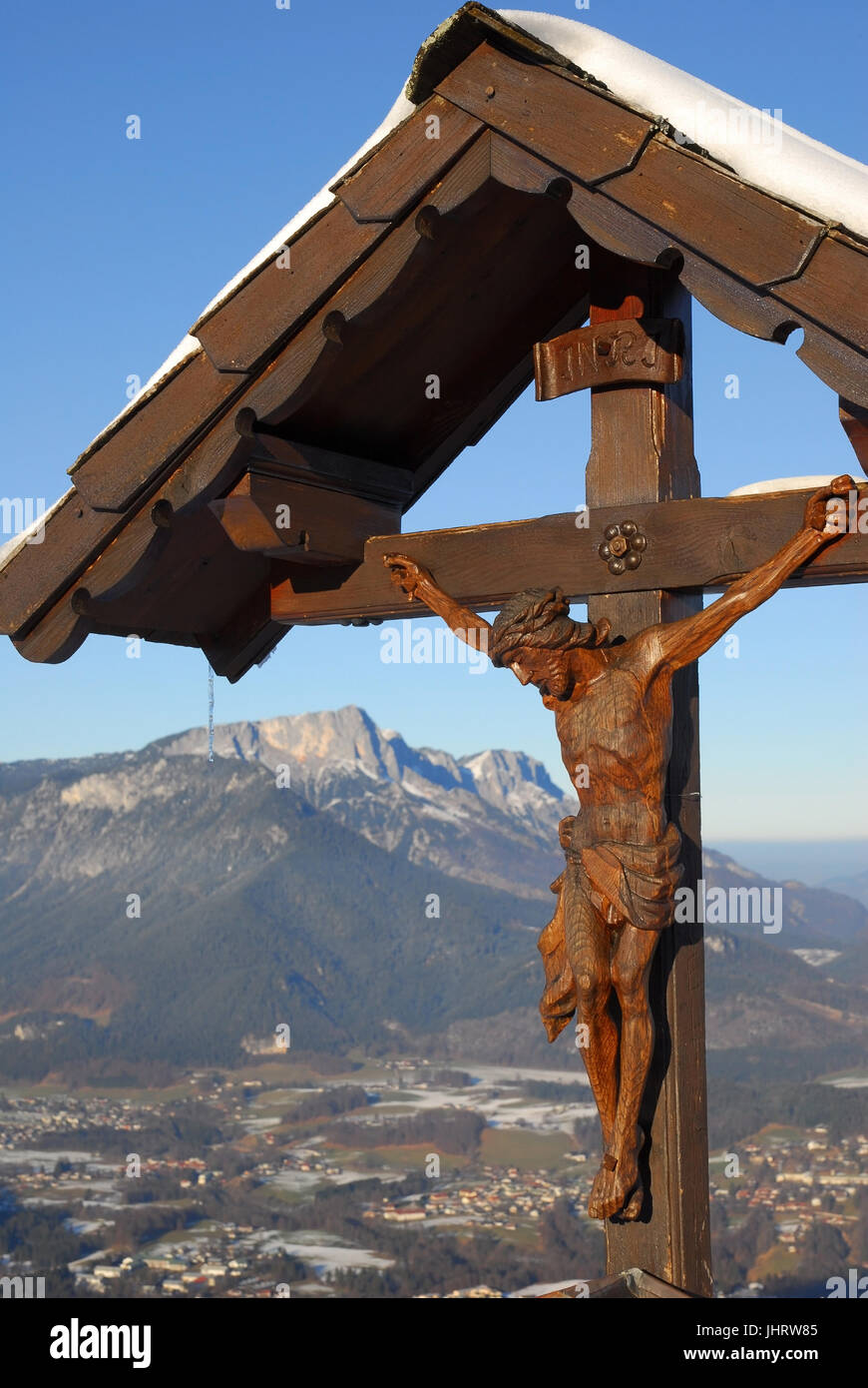 Camino del Calvario, el hombre Dios la cruz - la cruz de Jesús, Herrgottkreuz Jesuskreuz Wegkreuz - - Foto de stock