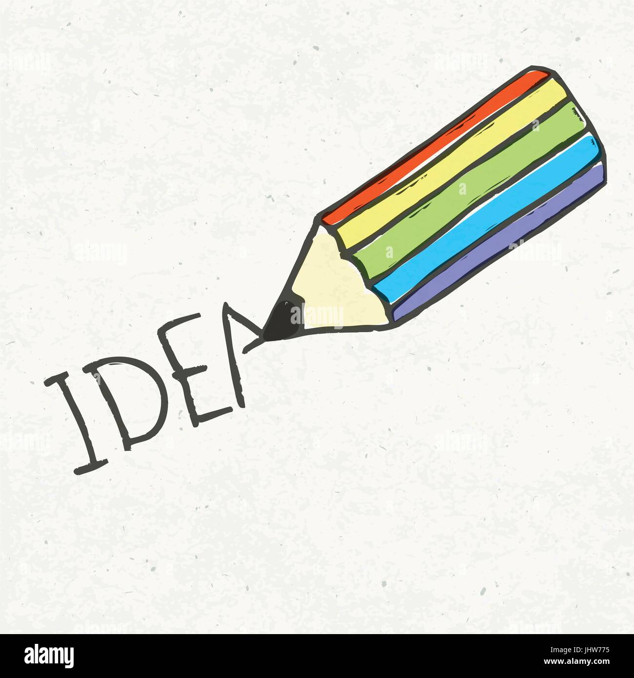 Lápiz y idea de Word. Dibujado a mano, ilustración EPS10 Ilustración del Vector