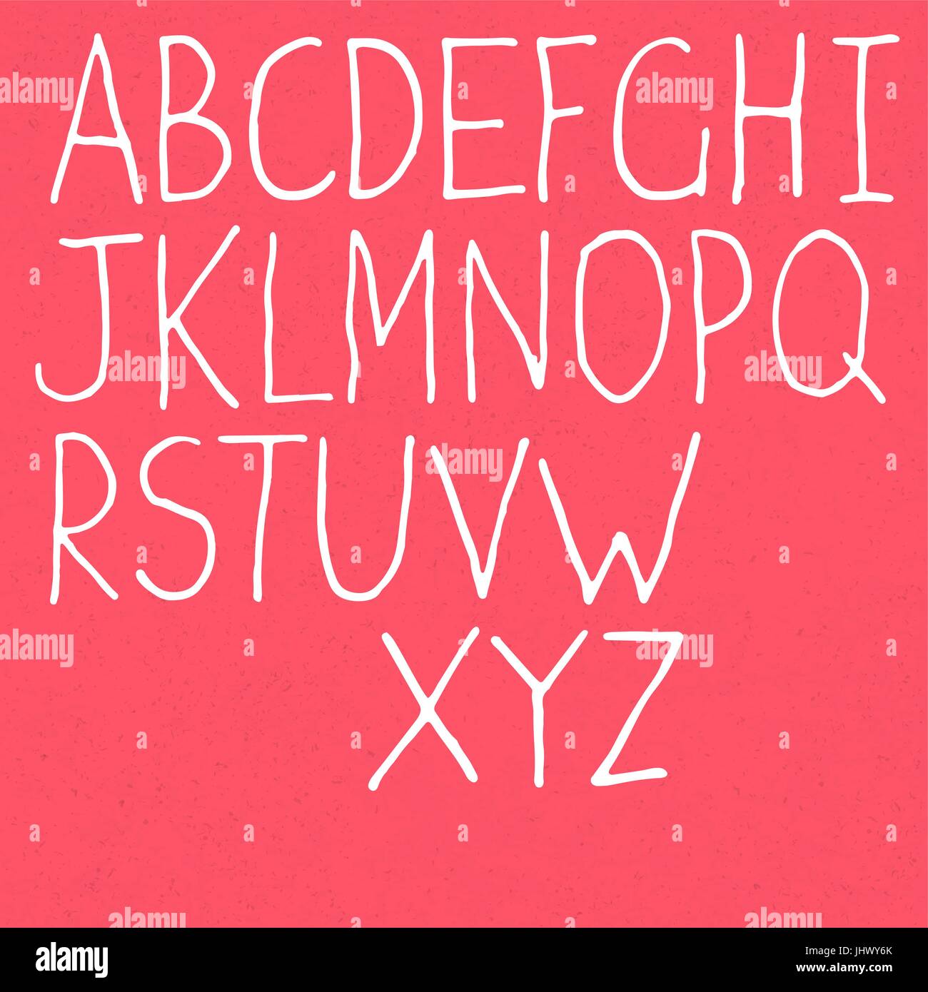 Alfabeto manuscrito. Letras blancas sobre fondo de color rosa con textura Ilustración del Vector