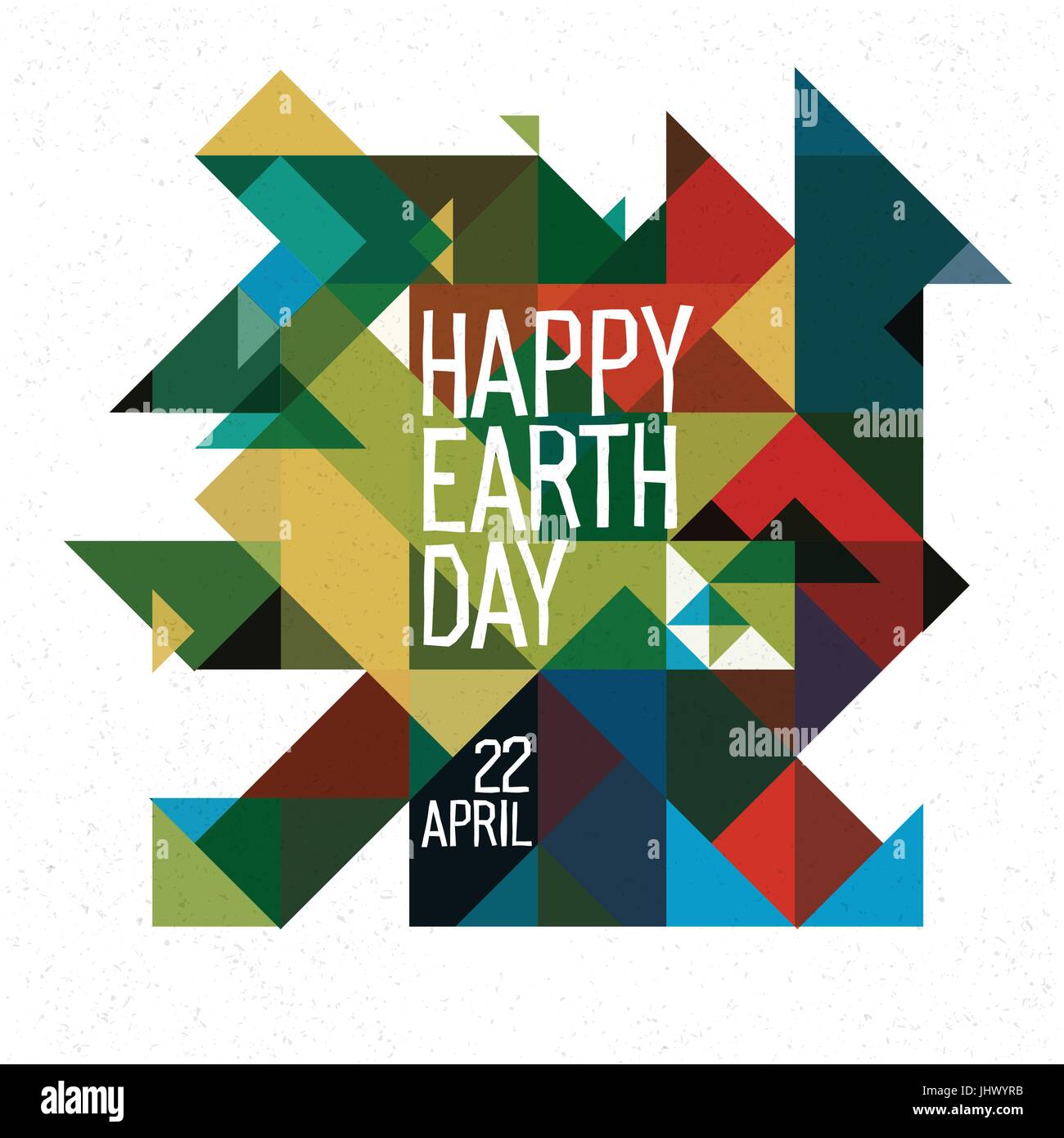 Feliz día de la tierra poster. El 22 de abril. Colorido fondo geométricos abstractos. Ilustración del Vector