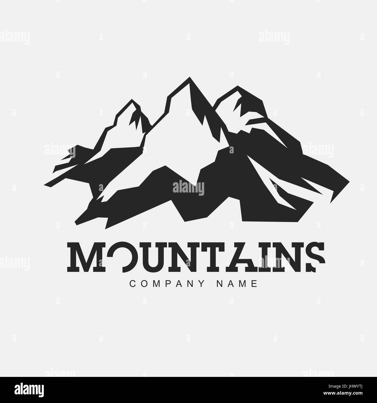 Ilustración de las montañas. Vector logo abstracto para el tema de la aventura. Aislado sobre fondo blanco. Plantilla de logotipo de montañismo. Ilustración del Vector