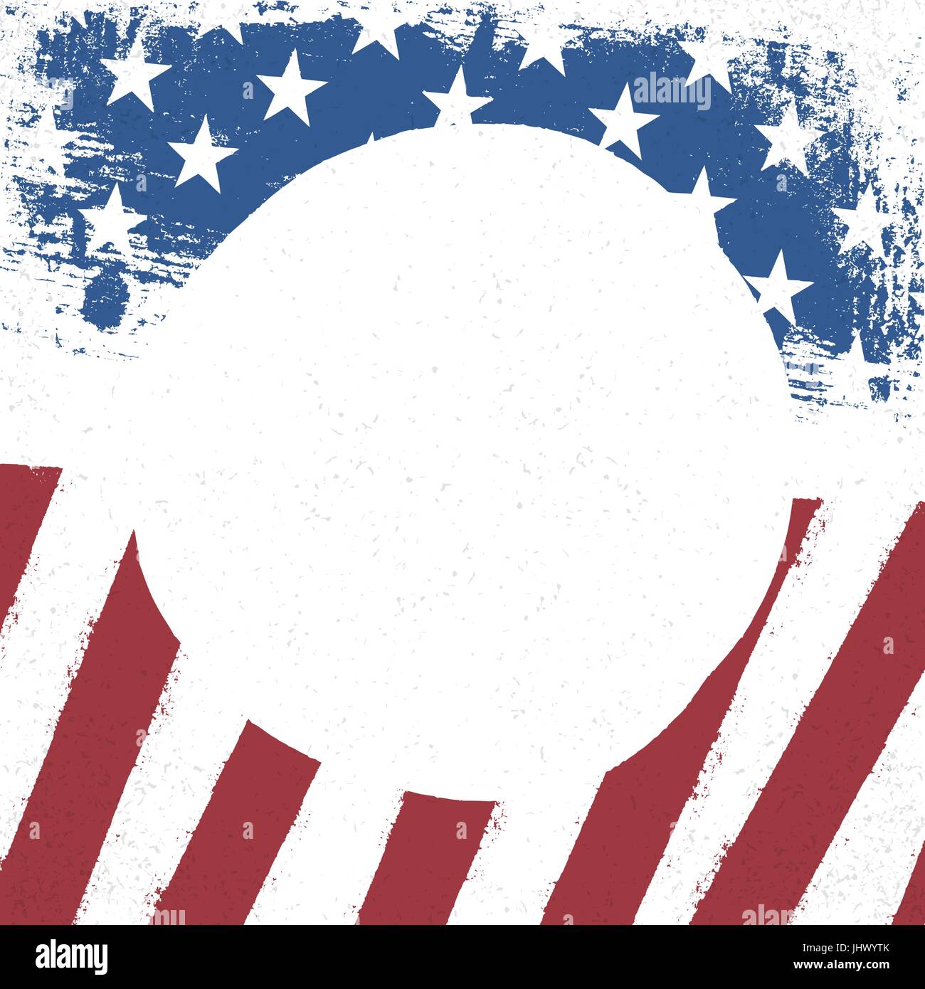 La bandera americana de fondo patriótico. Bandera estadounidense con círculo espacio para texto. Plantilla de diseño patriótico estadounidense. American Stars & Stripes de fondo. Ilustración del Vector