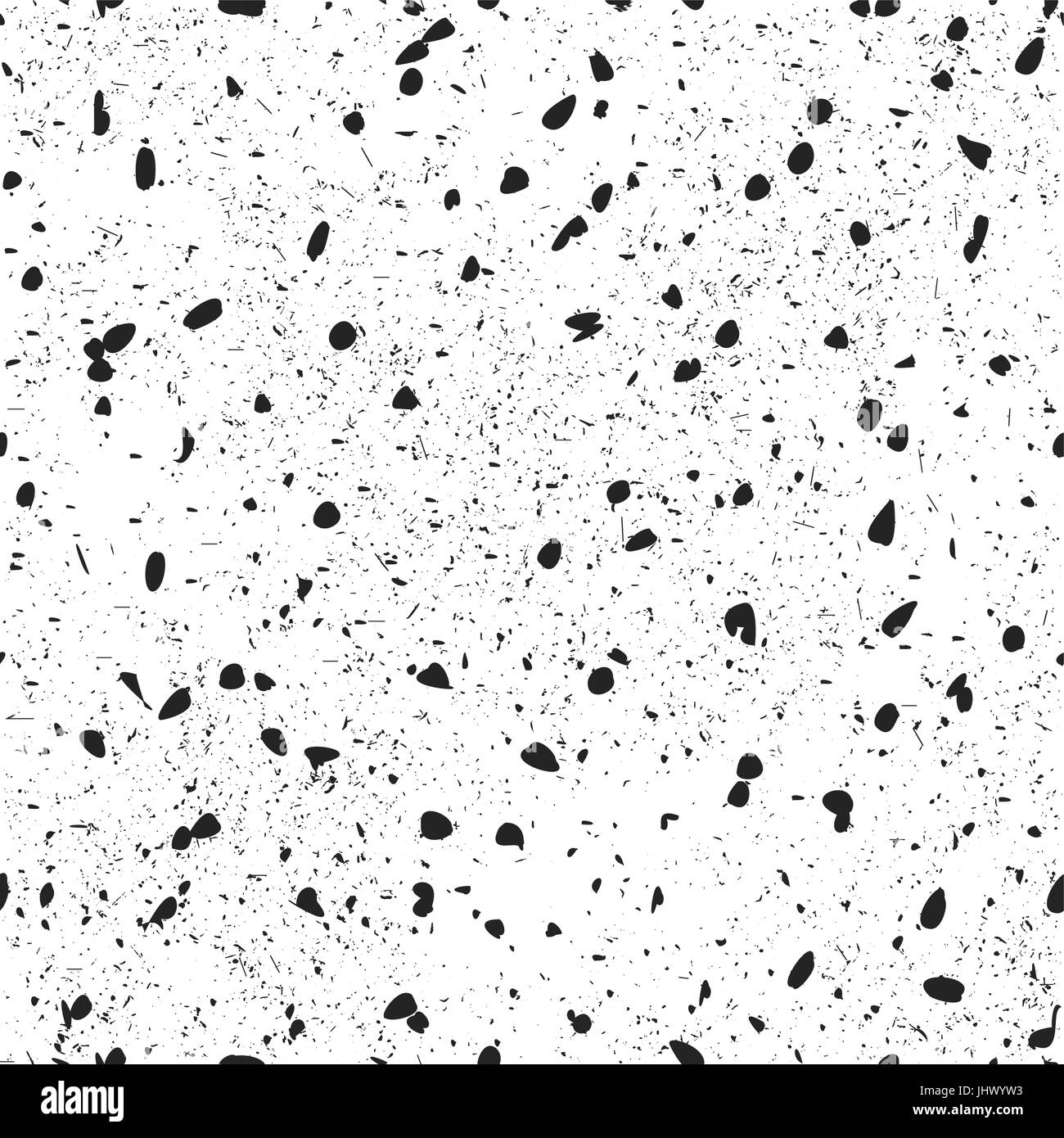 Patrón de partículas caóticas sin fisuras. Las partículas de negro sobre blanco. Ilustración del Vector
