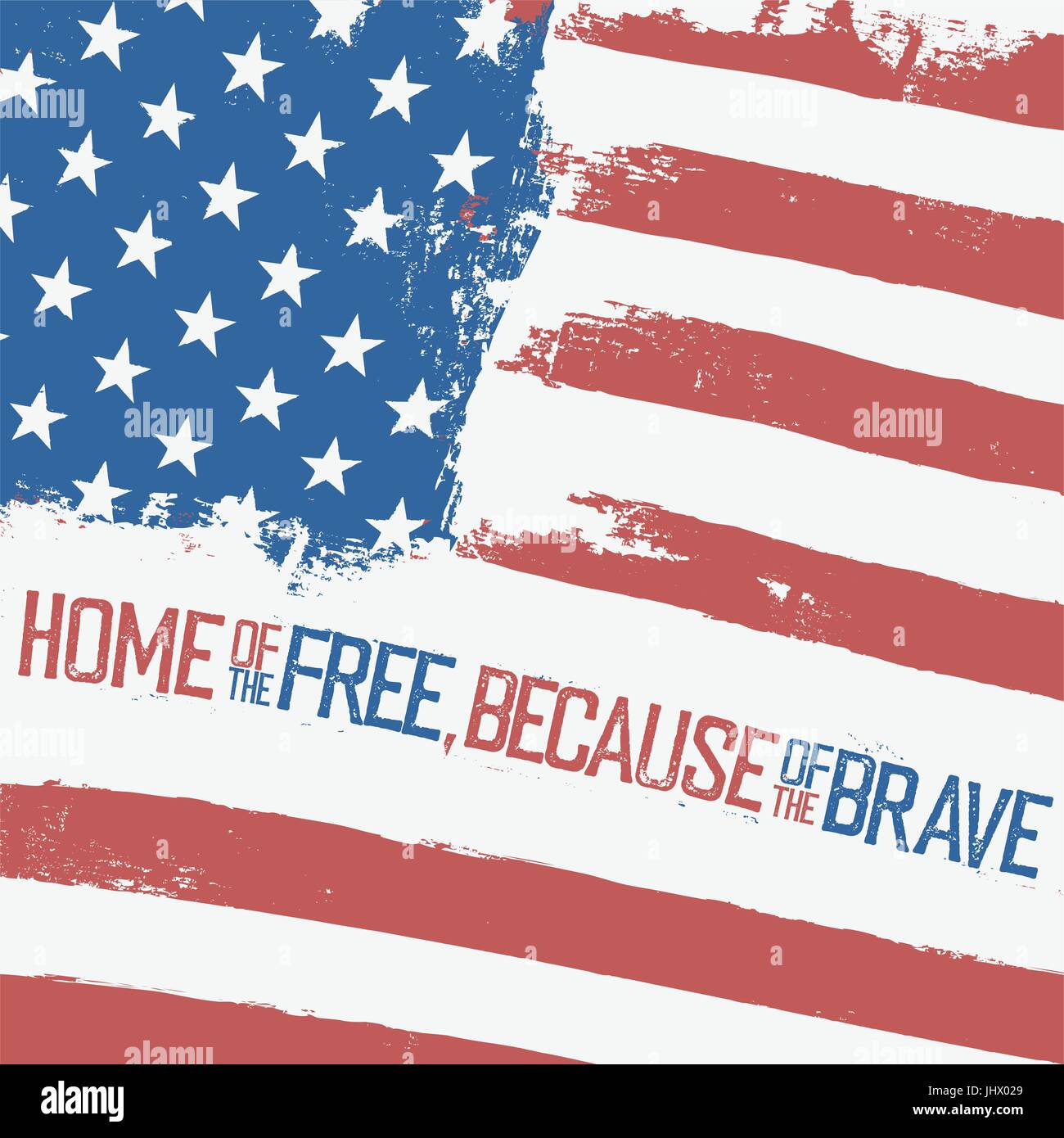 Casa de la libertad, porque de los valientes. Bandera Americana con efecto weavy. Closeup fondo vectorial Ilustración del Vector