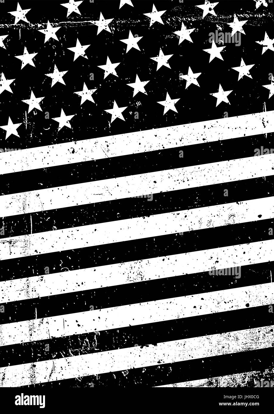Grunge en blanco y negro de la bandera de los Estados Unidos de América. Resumen antecedentes patrióticos americanos. Vector grunge ilustración, formato A4. Ilustración del Vector