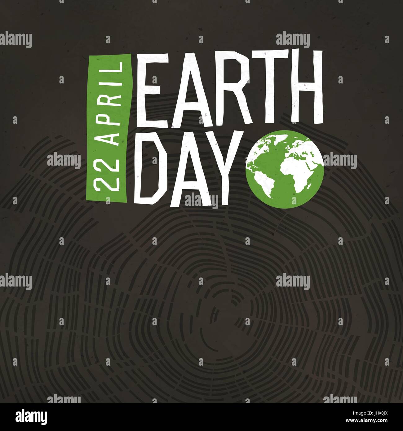 Cartel del día de la tierra. Los anillos de los árboles y el día de la Tierra con Logo con fecha 22 de abril de 2008. Diseño de plantilla de póster Ilustración del Vector