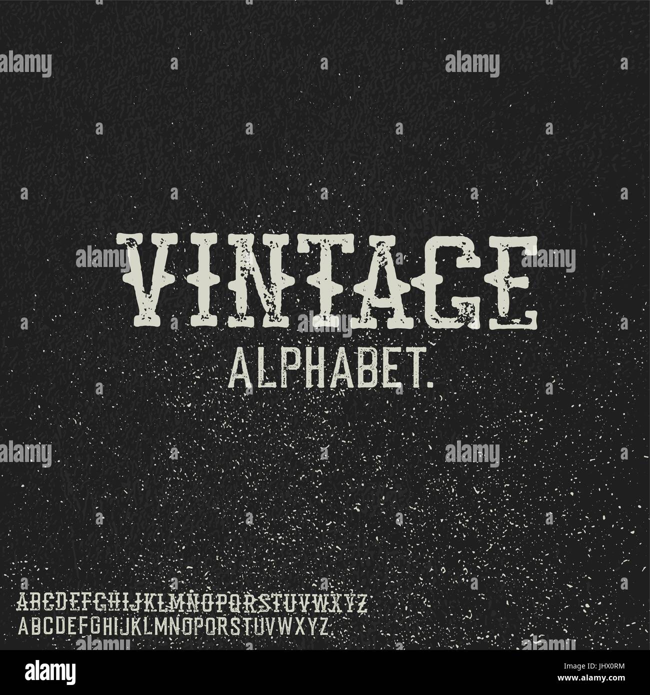 Sello Vintage alfabeto. Sobre negro Grunge antecedentes. Ilustración del Vector