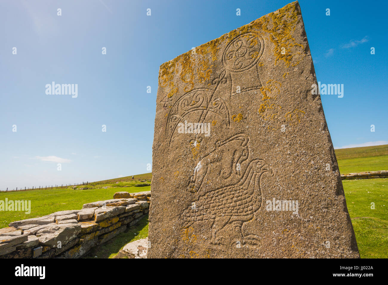 La piedra, símbolo de Pictish Brough de Birsay Orkney, Escocia, Reino Unido Foto de stock