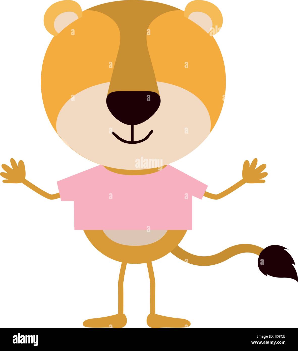 Colorido rostro caricatura de tigre sin rayas con t-shirt Ilustración del Vector