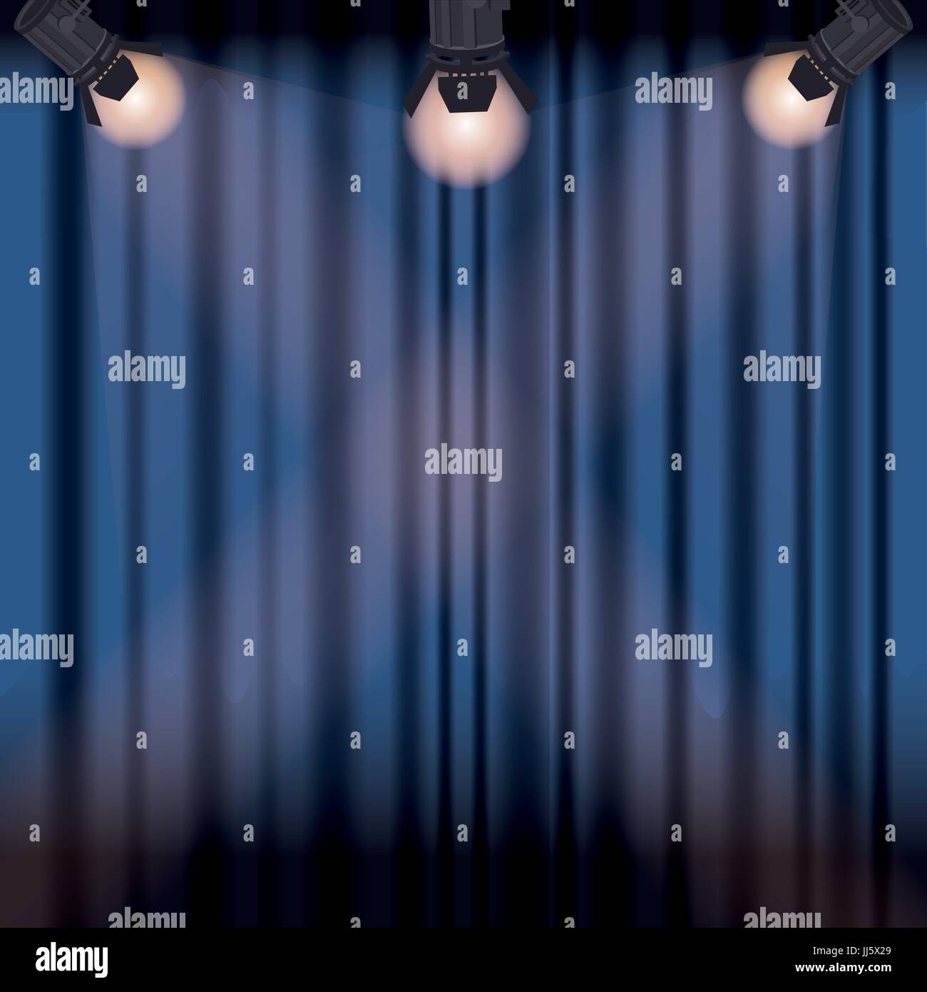 Etapa de fondo color cortina con proyectores de cine Ilustración del Vector