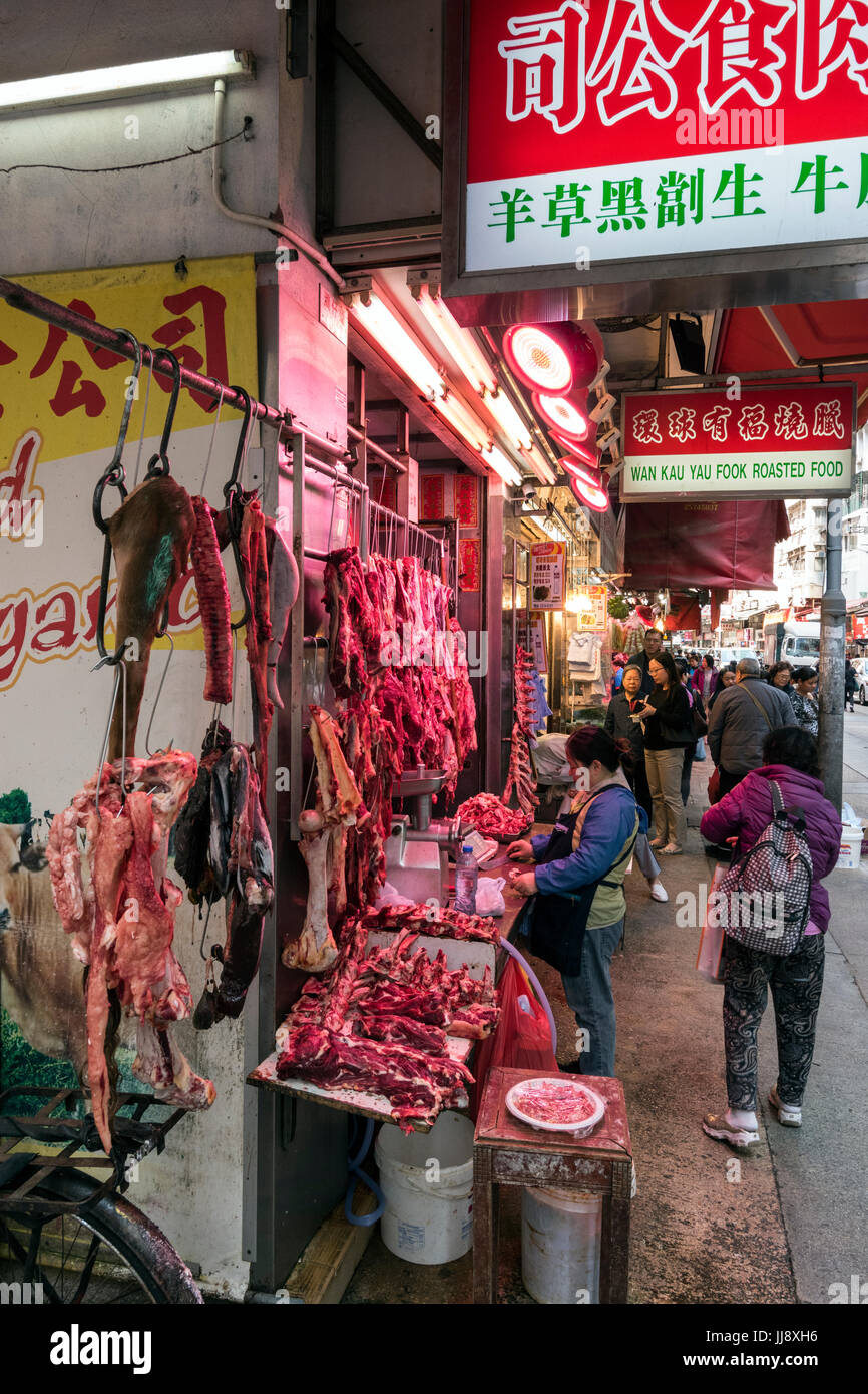 Carnicería, Wan Chai Road, Wan Chai, Hong Kong Foto de stock