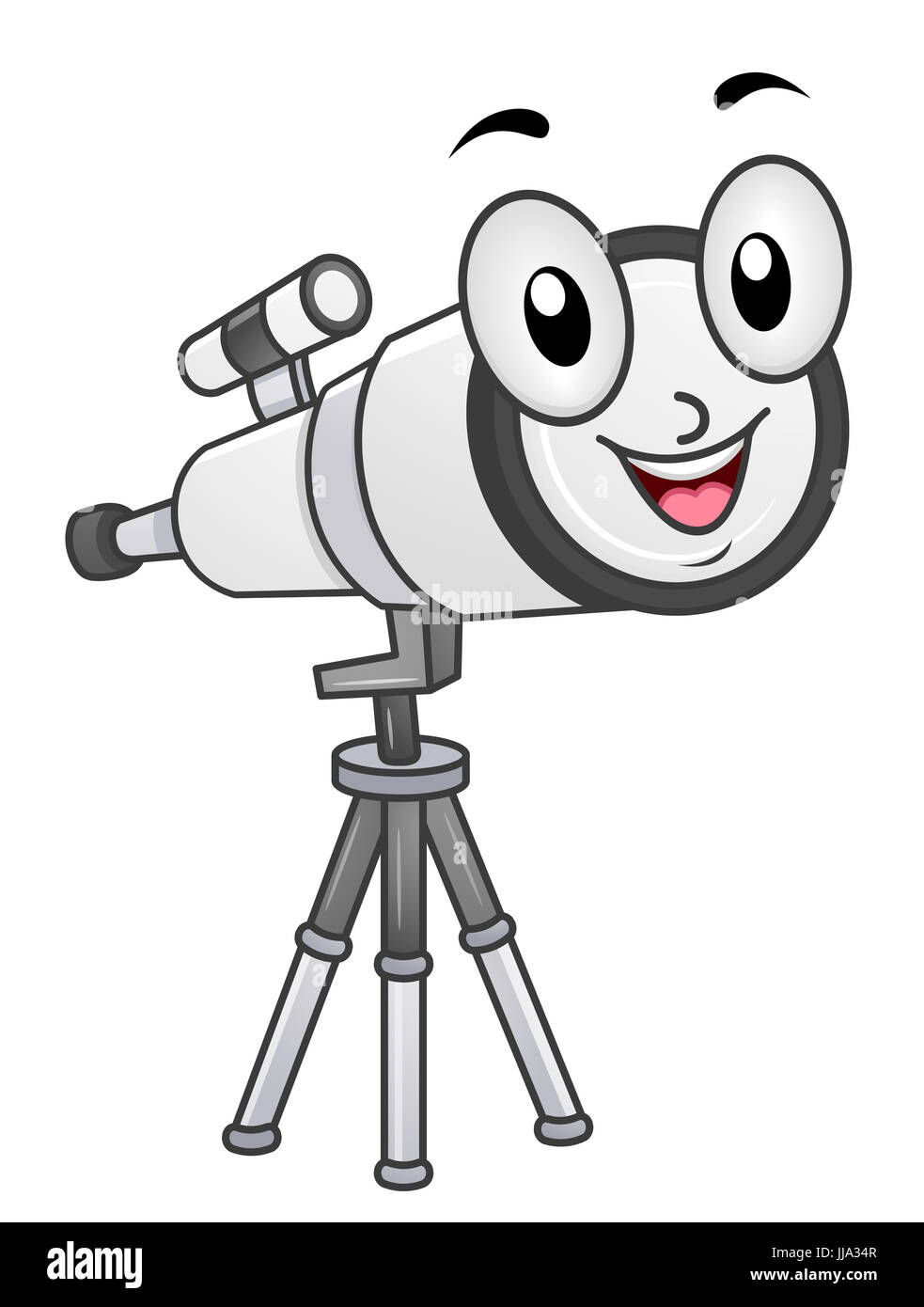 Reunión mapa Artefacto Mascota Ilustración de un telescopio de largo alcance está montada sobre un  trípode sonriendo felizmente Fotografía de stock - Alamy