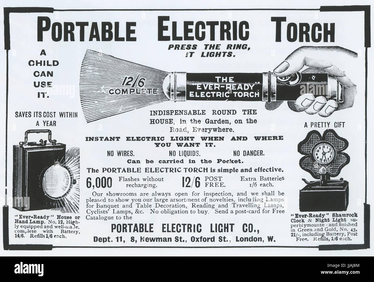 Siempre dispuesta a 1902 Anuncio para Samuel Stern la linterna eléctrica  portátil. Stern fue Presidente de la compañía eléctrica americana de  novedad Fotografía de stock - Alamy