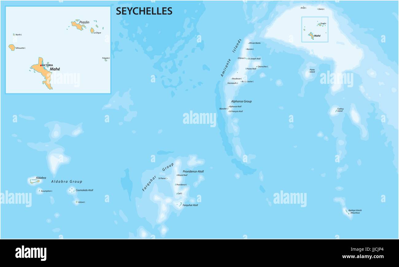 Mapa de vectores de la República de Seychelles Imagen Vector de stock ...