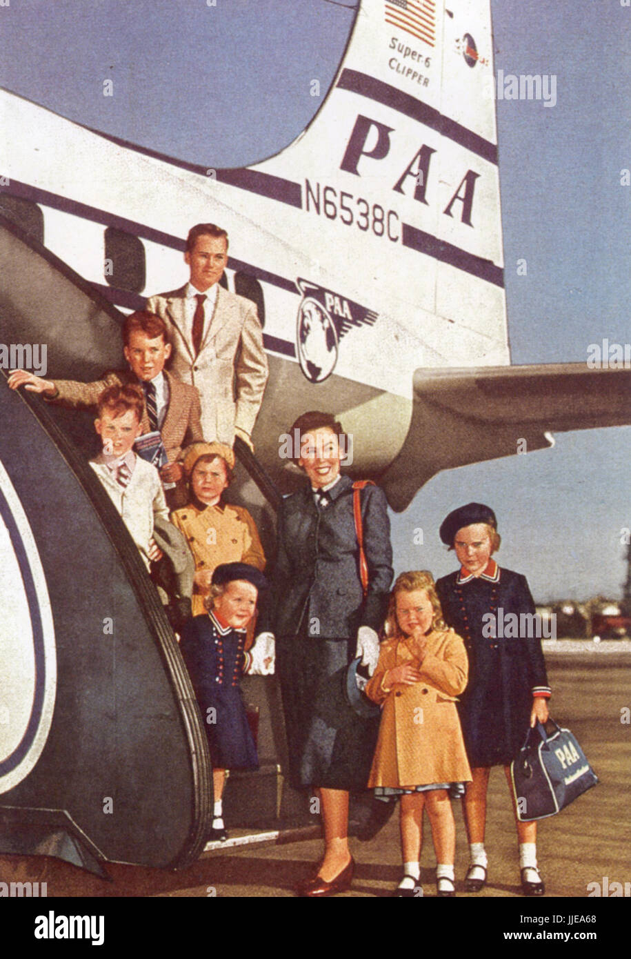 PAN AMERICAN AIRLINES foto promocional sobre 1954 Foto de stock