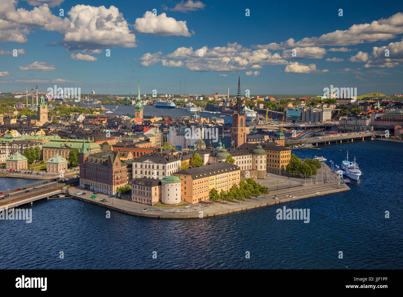 Estocolmo. Imagen aérea de la ciudad vieja de Estocolmo, Suecia, durante día soleado. Foto de stock