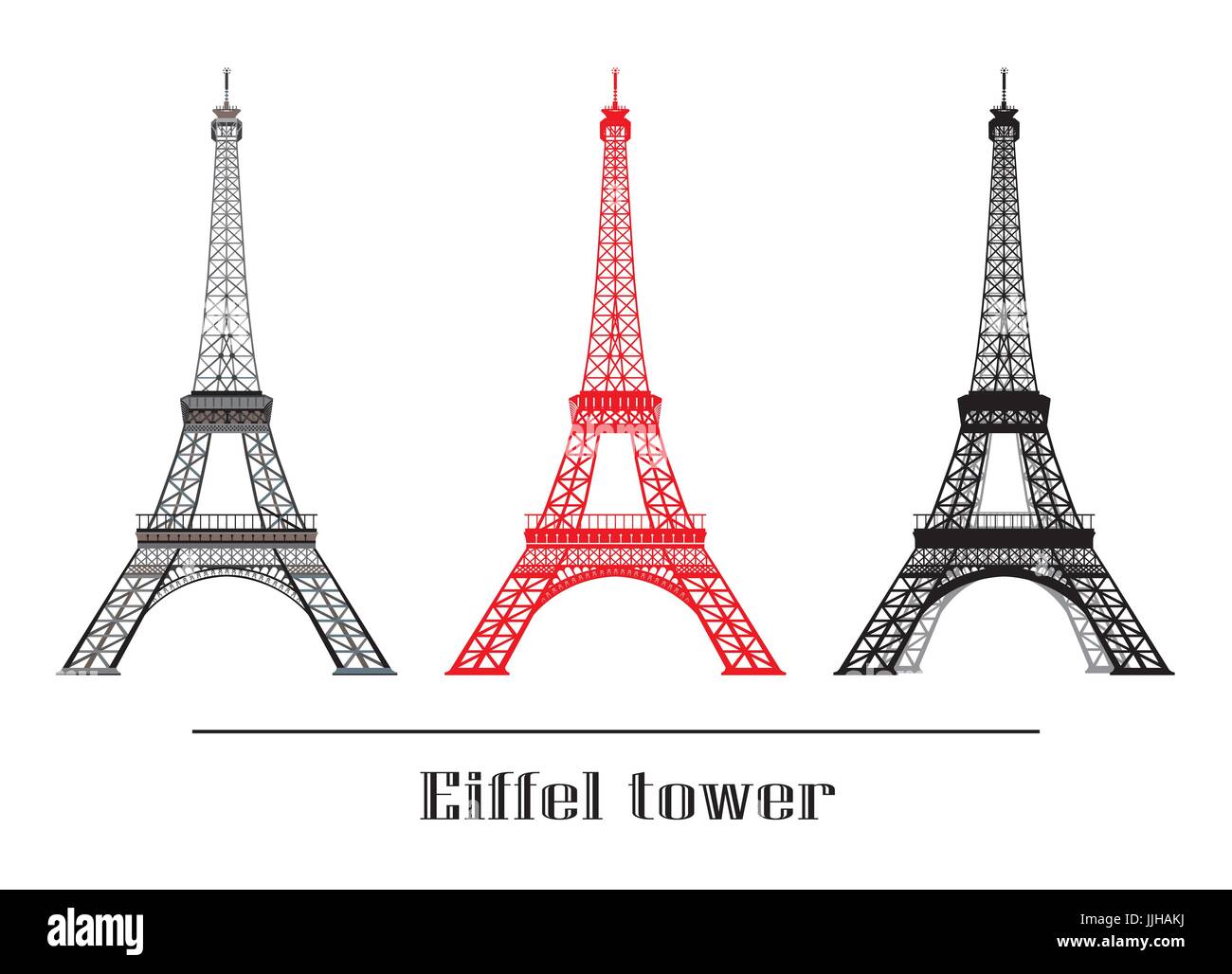 Conjunto De Ilustracion Vectorial Gris Rojo Y Negro Torre Eiffel Aislado Sobre Fondo Blanco Imagen Vector De Stock Alamy
