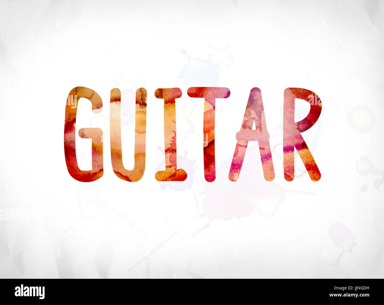 La palabra guitarra concepto y tema pintado en coloridas acuarelas sobre un  fondo de papel blanco Fotografía de stock - Alamy