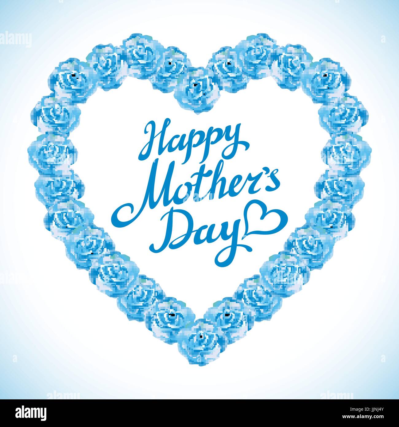 Día de la madre Corazón de rosas azules. ramo de rosas azules corazón  aislado sobre fondo blanco. El día de la madre Rosa turquesa Corazón de rosas  azules ISO Imagen Vector de