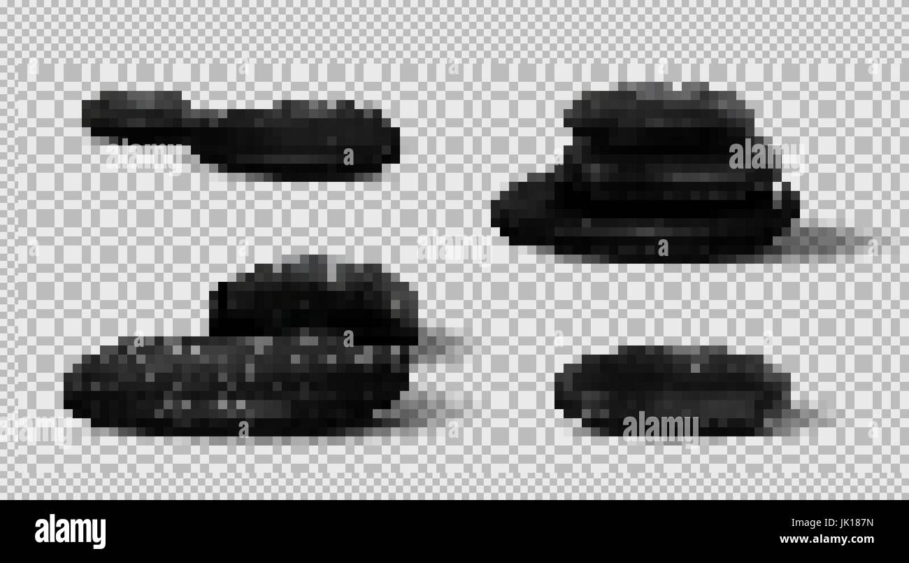 Colección de SPA Piedras Negras. Vector conjunto de guijarros en el fondo transparente Ilustración del Vector