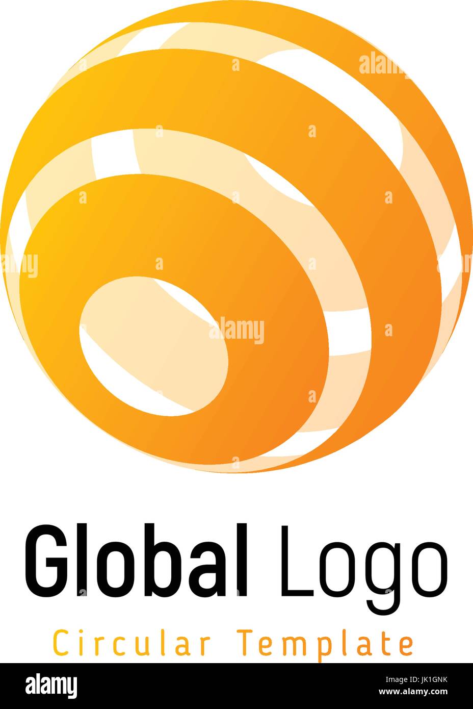 Resumen de color naranja o amarillo, signo solar. Pelado abstracto vector logo plantilla, espiral redonda simple logotipo. Ilustración del Vector