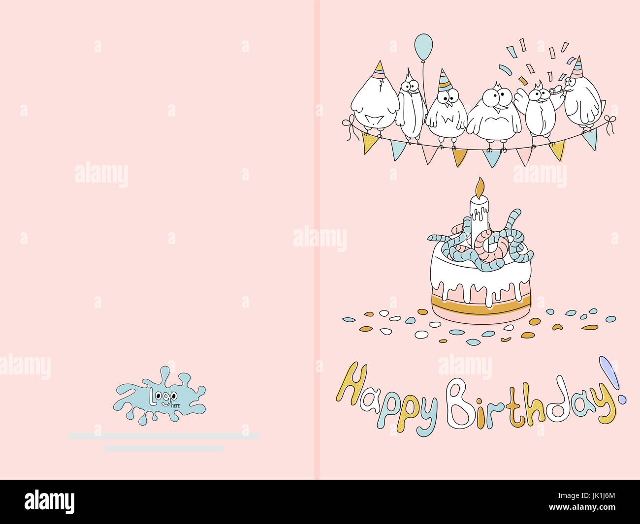 Listo imprimir tarjetas de feliz cumpleaños divertido con Ilustración Delicado color azul Imagen Vector de stock - Alamy