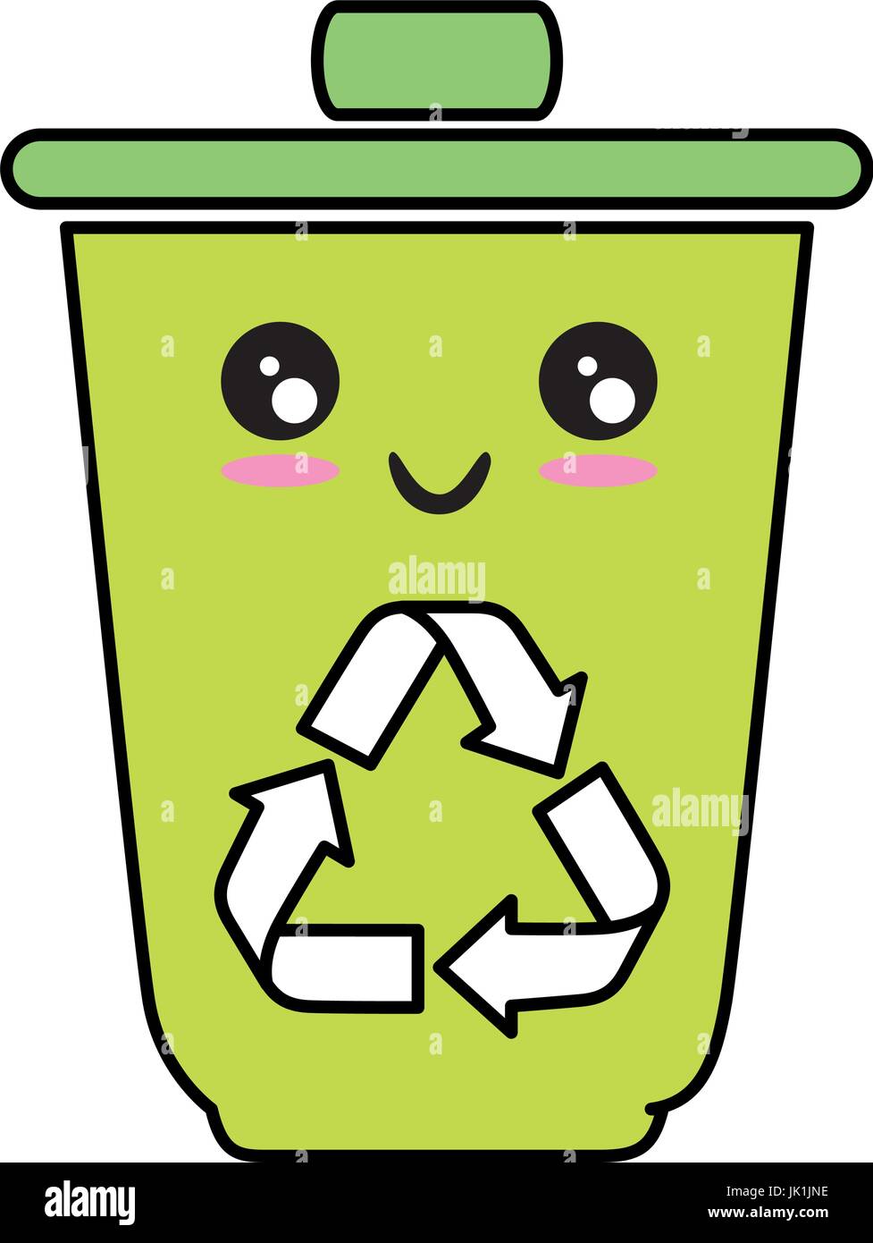 El icono del cubo de basura kawaii sobre fondo blanco ilustración vectorial  Imagen Vector de stock - Alamy