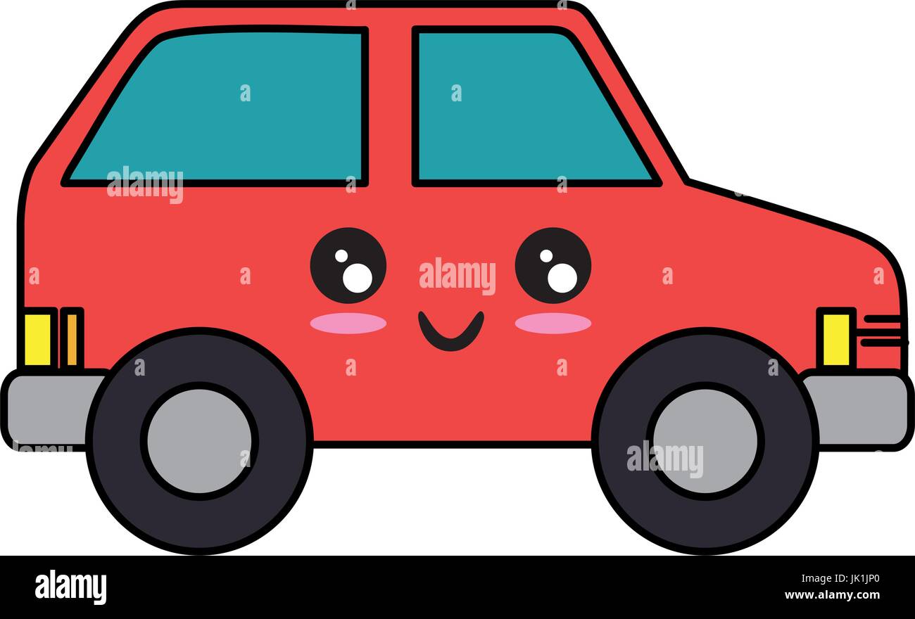 Kawaii car icono sobre fondo blanco ilustración vectorial Imagen Vector de stock Alamy