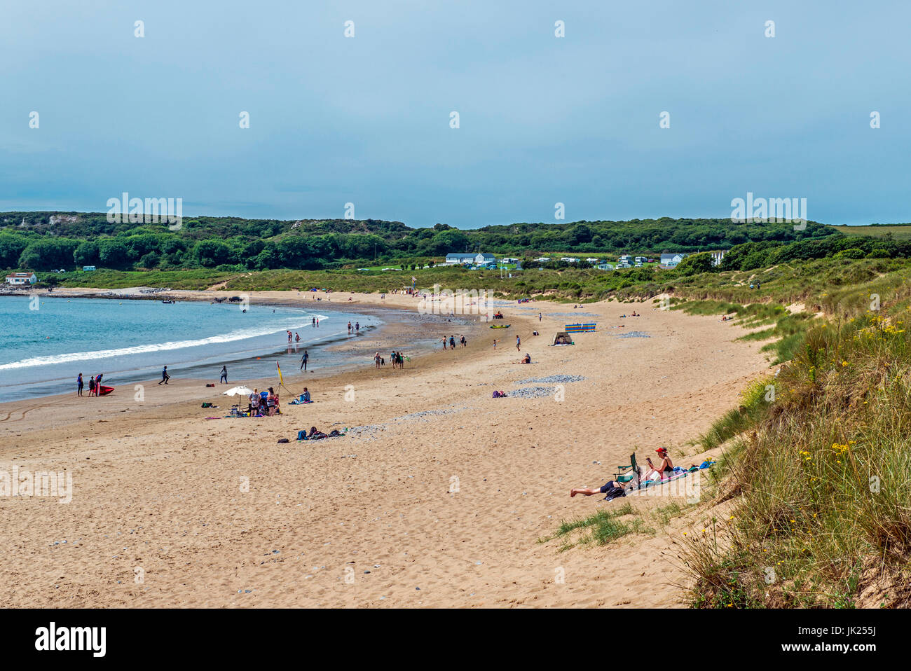 Port Eynon Playa Península de Gower, Gales del Sur, en un día de verano Foto de stock