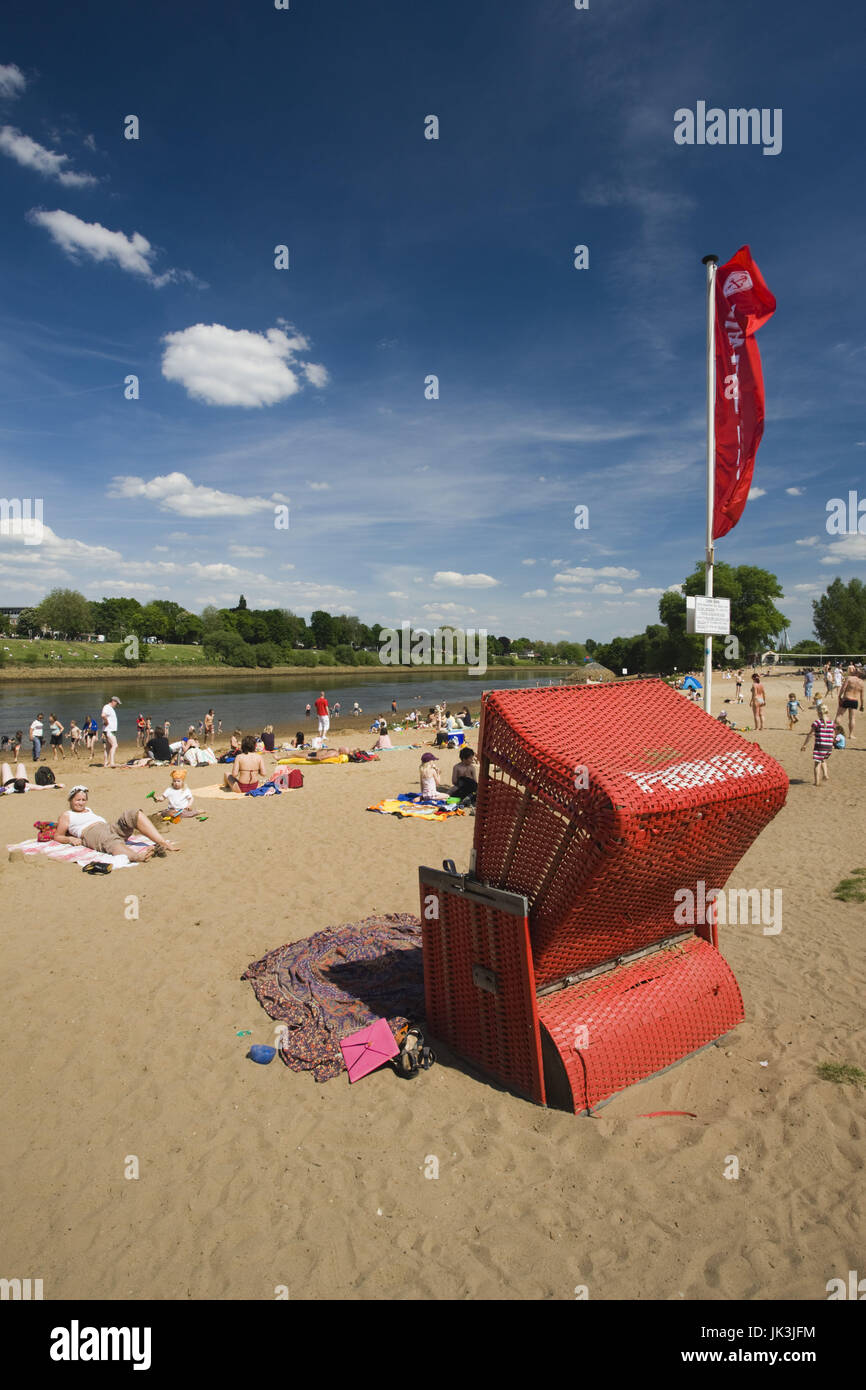 Alemania, el Estado de Bremen, Bremen, Badestrand, playa sobre el río Weser, Foto de stock