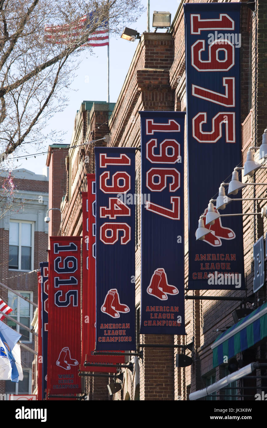 Estados Unidos, Massachusetts, Boston, Massachusetts, el equipo de béisbol Fenway Park, banners Foto de stock
