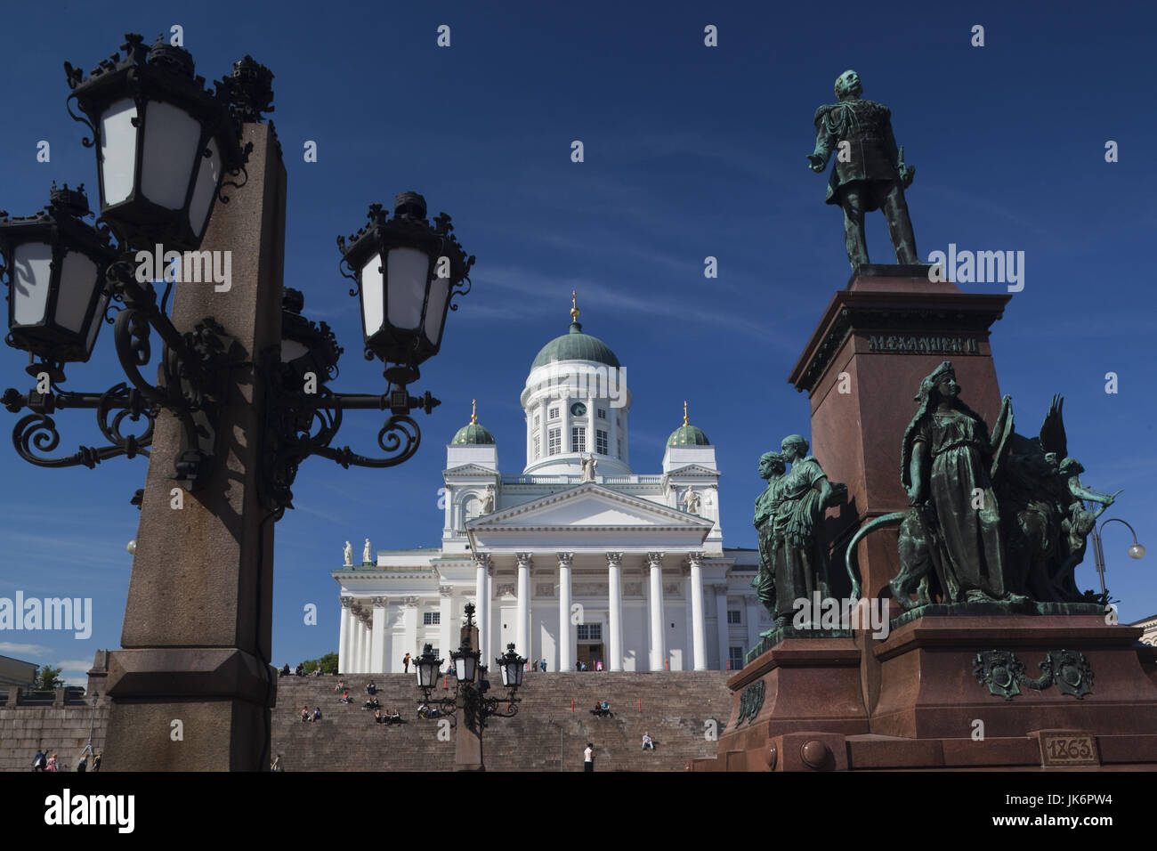 Finlandia, Helsinki, la Plaza del Senado, Senaatintori, Tuomiokirko, Catedral Luterana Foto de stock