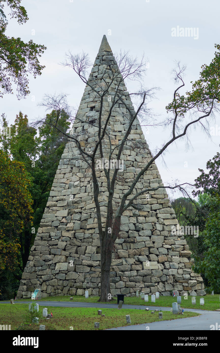 Richmond, Virginia, EE.UU., el cementerio de Hollywood, monumento confederado Foto de stock