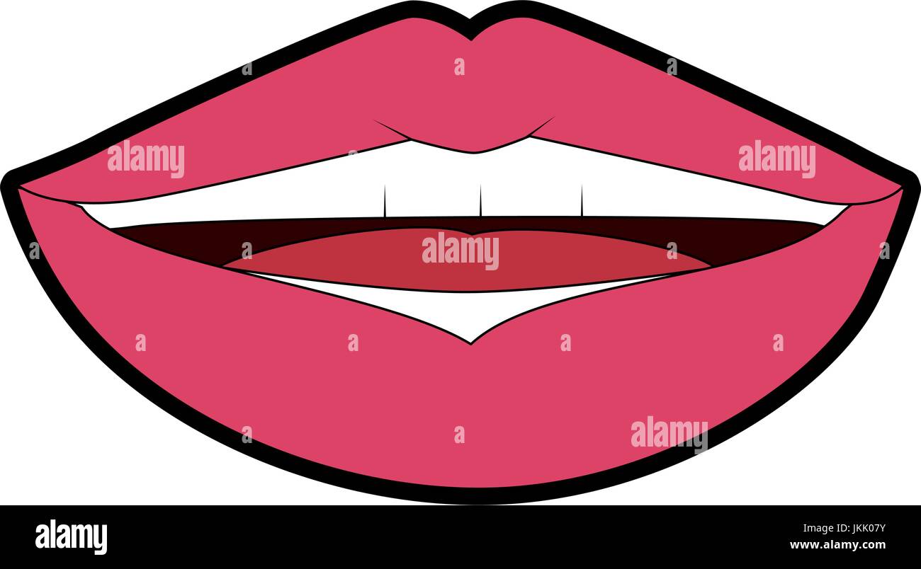 Labios pop art sobre fondo blanco icono de dibujos animados Imagen Vector  de stock - Alamy