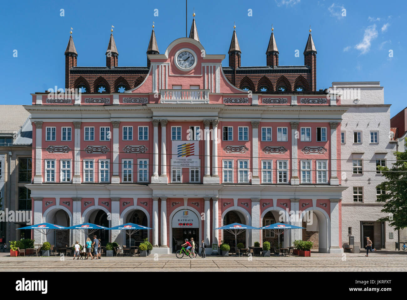 Ayuntamiento Rathaus, Rostock, Mecklenburg-Vorpommern, Foto de stock
