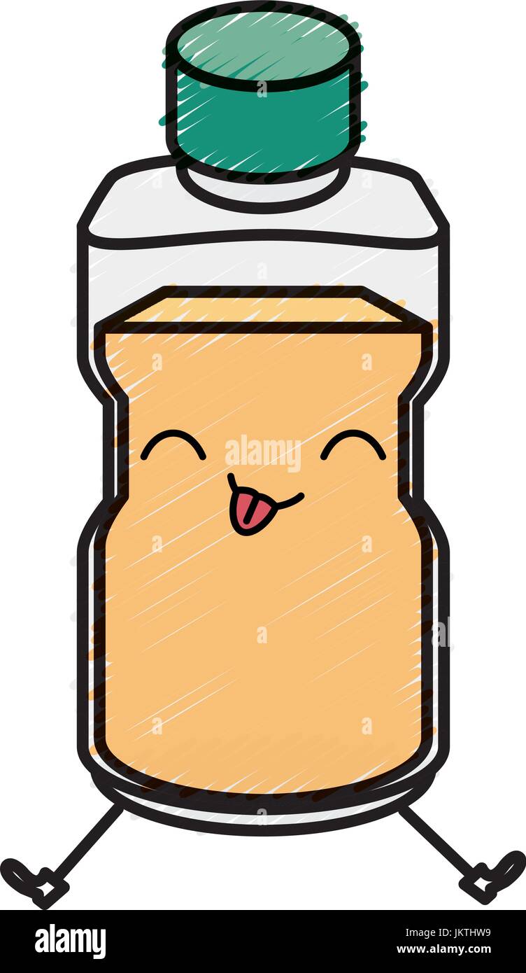 Botella de plástico kawaii personaje Imagen Vector de stock - Alamy