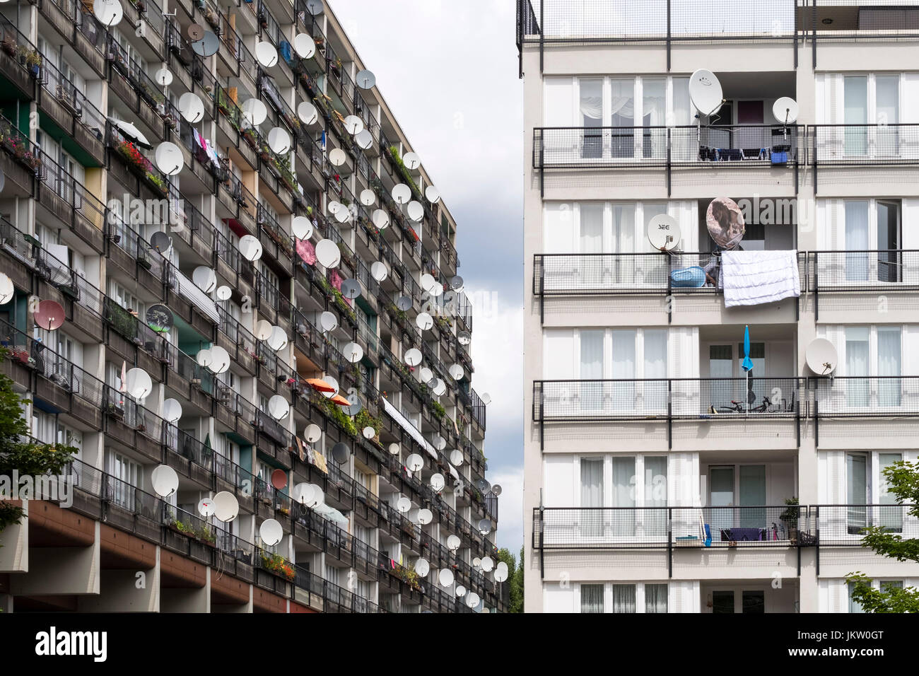 Bloques de apartamentos de vivienda social en Pallasseum sobre Pallastrasse en Schoeneberg distrito de Berlín, Alemania. Foto de stock