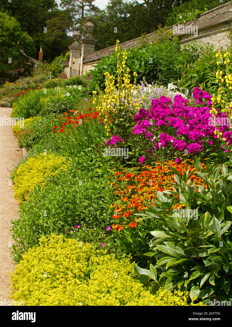 Jardín de plantas perennes de floración verano en Oxford Botanic gardens Foto de stock