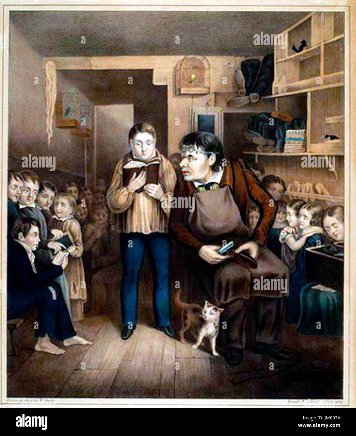 A mediados del siglo XIX, representando impresión John libras y sus hijos Ragged School Foto de stock