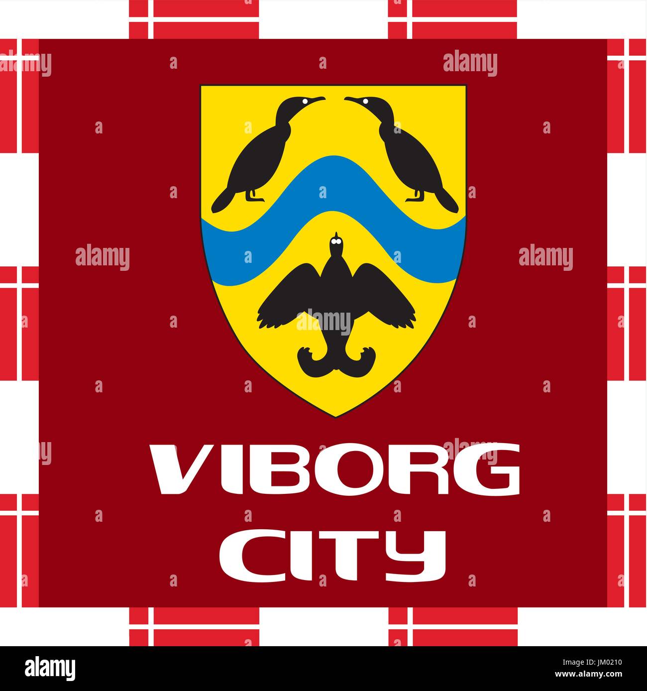 Enseñas nacionales de Dinamarca - Viborg ciudad Ilustración del Vector