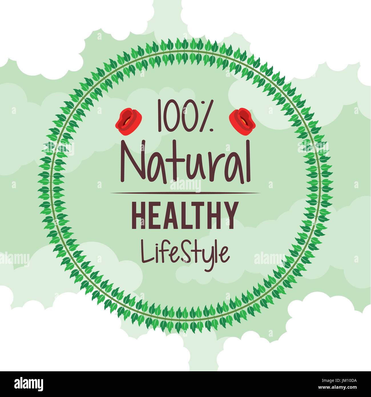 Color de fondo con el logotipo circular de cien por ciento naturales