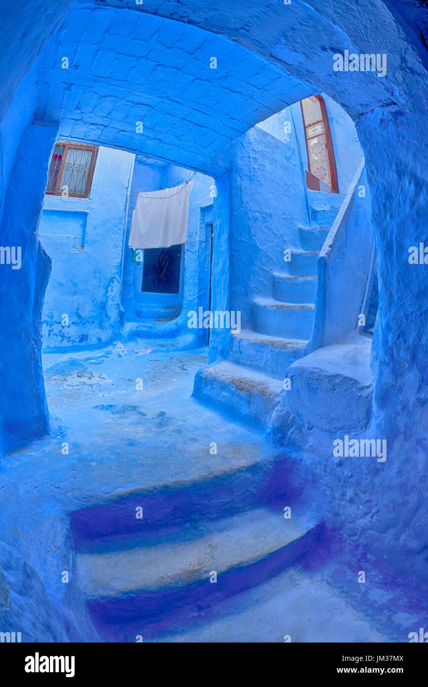 La ciudad azul, Marruecos Foto de stock