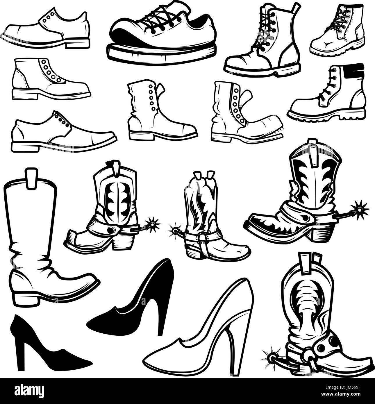Conjunto de iconos de los zapatos. Elementos de diseño para el logotipo, la  etiqueta, el emblema, el signo distintivo. Ilustración vectorial Imagen  Vector de stock - Alamy