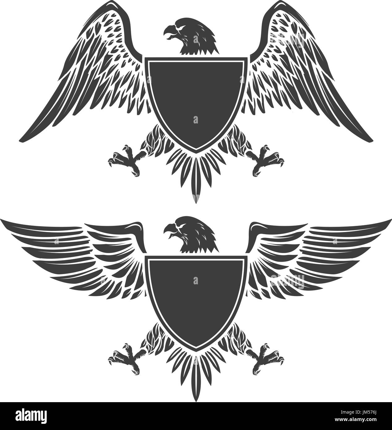 Con el escudo del águila aislado sobre fondo blanco. Elemento de diseño para el emblema Con el escudo del águila aislado sobre fondo blanco. Elemento de diseño para el emblema